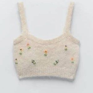 Zara Embroidered Beaded Crop Top